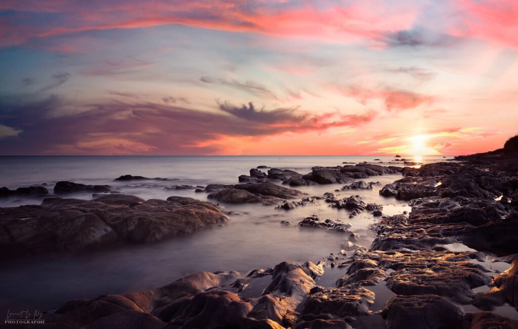 Coucher de soleil côte sauvage Brétignolles-sur-Mer en Vendée